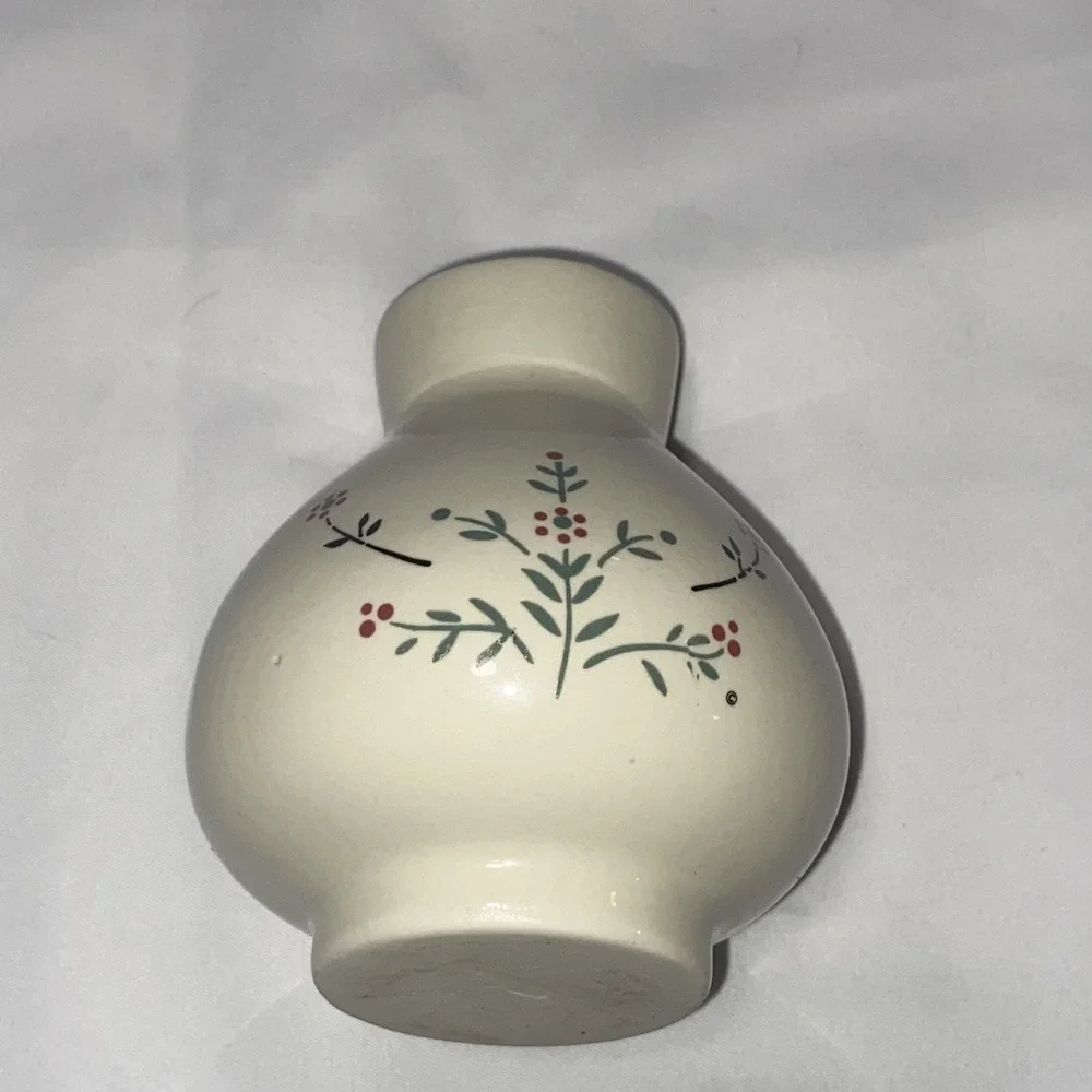 Petite Bud Vase, Small Floral Detail on Each Side, blue Band 1980s‎